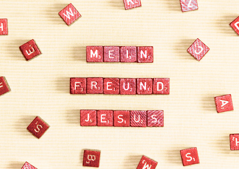 Buchstabenwürfel buchstabieren "Mein Freund Jesus"