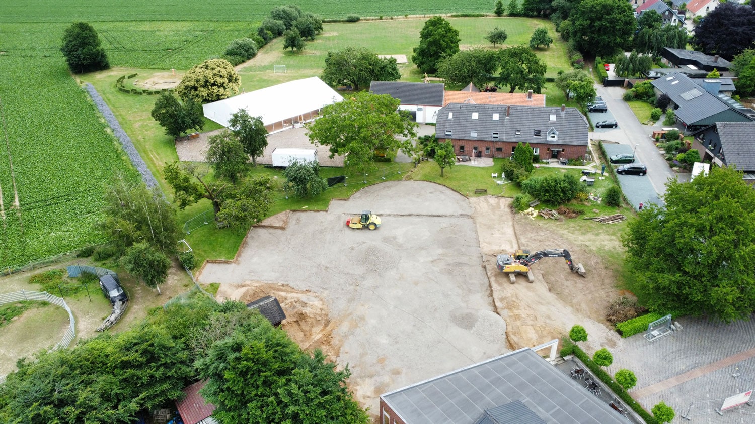 Luftbild von der Baustelle unseren neuen Gemeindehauses