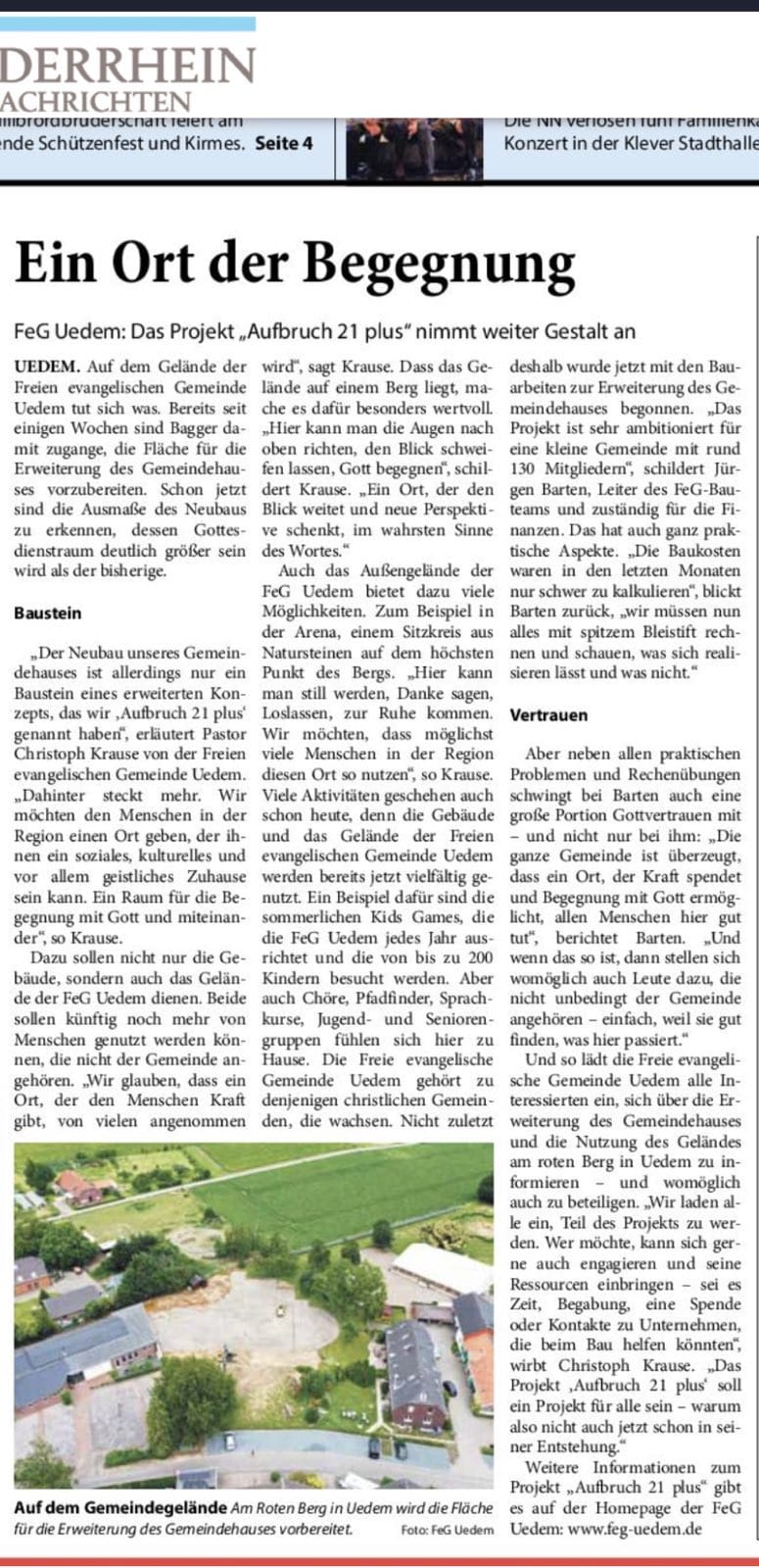 Zeitungsartikel vom 24.08.2022 aus den Niederrhein Nachrichten